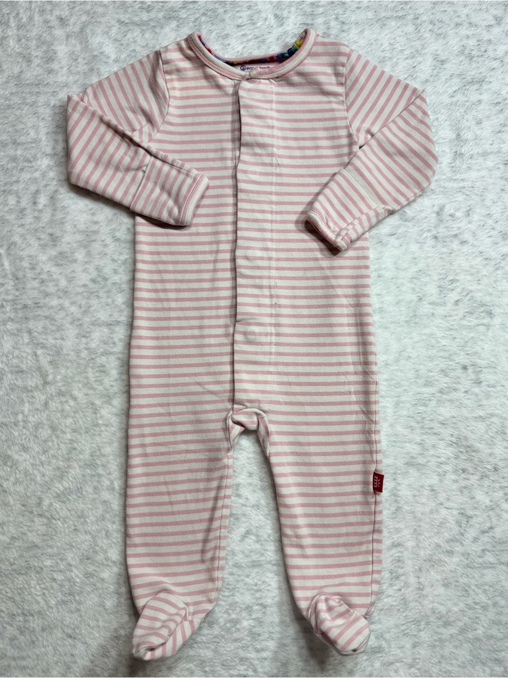 Magnetic Me Light Pink Off White Stripe Footie Sleeper 3-6M Baby Girl Modal